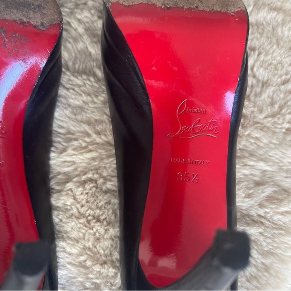 Christian Louboutin Leather Peep Toe Heels - Picture 11 of 11